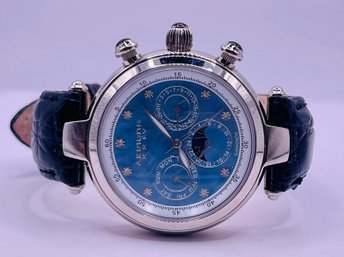 Akribos XXIV Unisex Classique Diamond Automatic Fashion Strap Watch, Size: 40 Mm, Blue