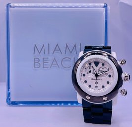 Women's Glam Rock Miami Beach Silver Dial Black Silicone Watch