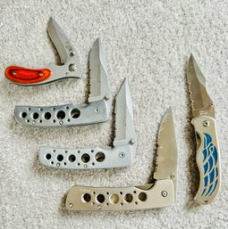 5 PC Lot Of Pocket Knifes In Various Sizes Including CRKT