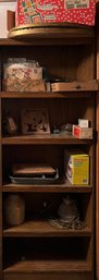 Large Solid Wooden Bookshelf Full Of Miscellaneous Items