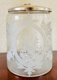 Vintage Glass Jar With Floral Design