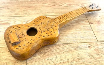 Small Hand Carved Wooden Guitar