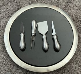 Oneida Marble Insert Cheese Serving Platter W/ Utensils