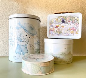 Vintage Tin Canisters And Puzzle