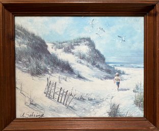 Signed A. Sehring Winter Mountain Scenery Framed Acrylic On Canvas