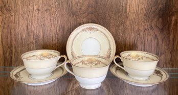 Trio Of Noritake Teacups & Saucers - Cherita Pattern