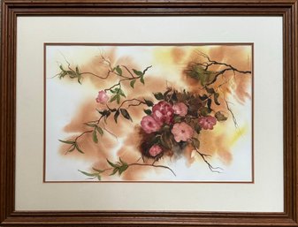 Signed J. Moriarty Floral Watercolor Framed Painting