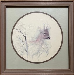 Vintage Framed Wildlife Deer Print