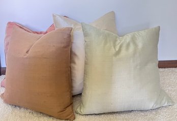 Trio Of Throw Pillows In Silk Cases