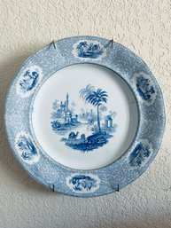 Blue Transferware Plate William Ridgway Euphrates Pattern Circa 1834