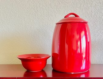 Pier 1 Toscana Earthenware Red Canister With Lid