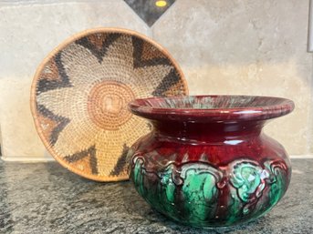 Beautiful Basket And Handmade Pottery