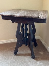 Victorian Chocolate Marble Top Side Table