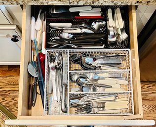 Lot Of Silverware And Assorted Kitchen Utensils