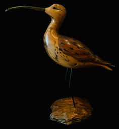 Original Tom Taber Hand Carved Shore Bird Signed By Artist