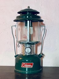 Vintage Coleman Green Dual Two Mantle Gas Lantern With Original Box