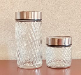 Duo Of Glass Storage Jars
