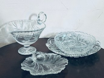 Various Styled Glassware Including Gravy Boat