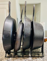 4 PC Lot Of Lodge Cast Iron Pans
