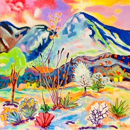 Jim Barker Signed Sunset Acrylic Painting, Unframed