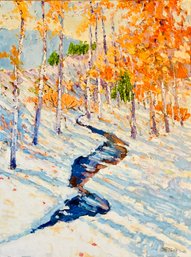 Jim Barker Signed Winter Trail Acrylic Painting, Unframed