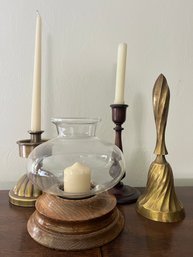 Brass Bell And Candle Holders