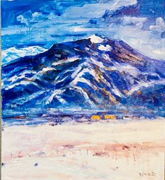 Jim Barker Signed Mountain Acrylic Painting, Unframed