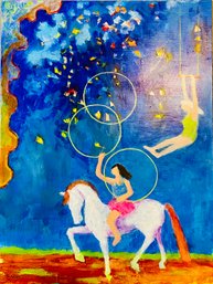 Jim Barker Signed Circus Acrylic Painting, Unframed