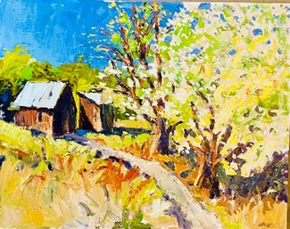 Jim Barker Signed Old House Acrylic Painting, Unframed