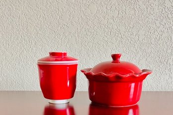 Red Decorative Pot And Steepin Cup By Tea Spot
