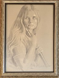 Vintage Melody Girl Music Print Of Pencil Drawing By Roberto Lupetti