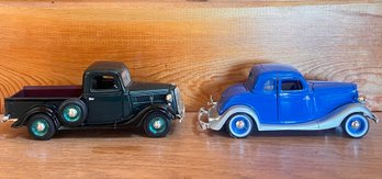 Two (2) MotorMax Die Cast Ford 1:24 Scale Model Vehicles - 1 1937 Pick-up(#68061) And 1 Coupe (#68017)