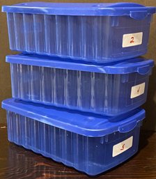 Three Rubbermaid Storage Containers