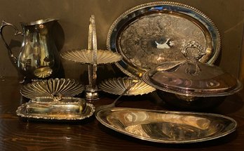 Large Grouping Of Assorted Silver Plated Dishes