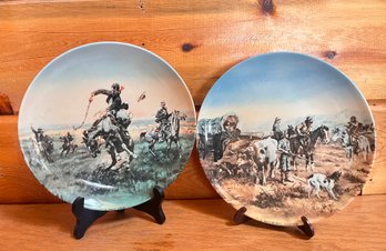 CM Russell Limited Edition Plates - 'A Bad One' & 'A Doubtful Visitor'