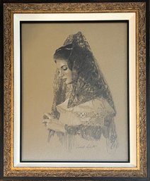 Roberto Lupetti Original Charcoal Art Of Spanish Mexican Woman