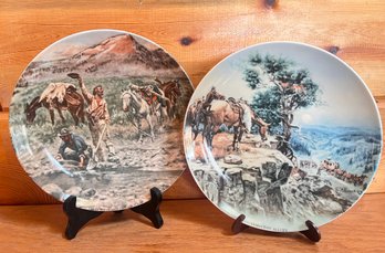 CM Russell Limited Edition Plates - 'Innocent Allies' & 'Discovery Of Last Chance Gulf'