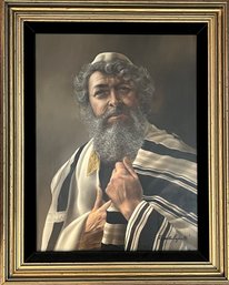 Roberto Lupetti, Rabbi Deep In Thought, Oil Painting. Signed