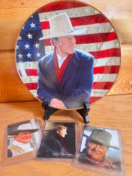 Franklin Mint John Wayne Numbered Collector Plate With Collector Cards