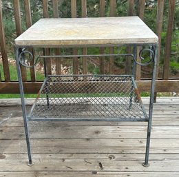 Metal Stone Top Patio End Table