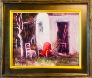 Jim Barker Signed Chairs Acrylic Painting In Frame