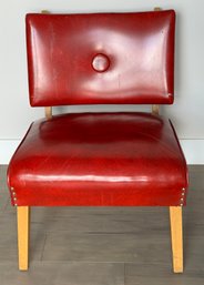 Mid Century Vintage Red Faux Leather Chair