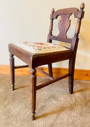 Vintage Telephone Chair With Needlepoint Seat