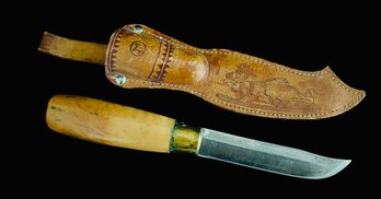 Handmade Vintage Hunting Knife With Leather Sheath