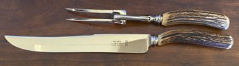 Taylors Eye Witness Knife And Fork Serving Utensils With Antler Handles