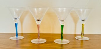 Home Essentials And Beyond Colored Twist Stem Martini Glasses