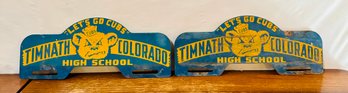 2 Vintage Timnath Colorado High School License Plate Toppers