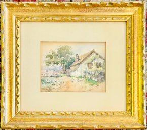 Cottage Landscape Watercolor Art Piece Signed By Artist