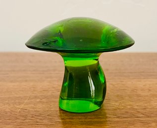 Mid-Century Viking Green Glass Mushroom Figurine