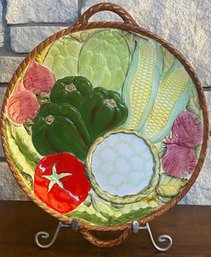 1983 Fruit Decor Serving Chip And Dip Plate